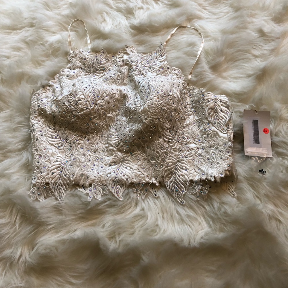 Lace Rhinestone Crop Top